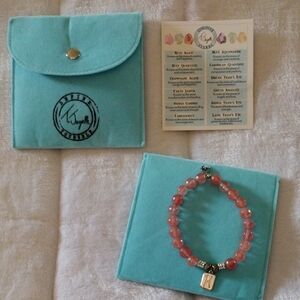 Pink Beaded Bracelet with Initial H Charm